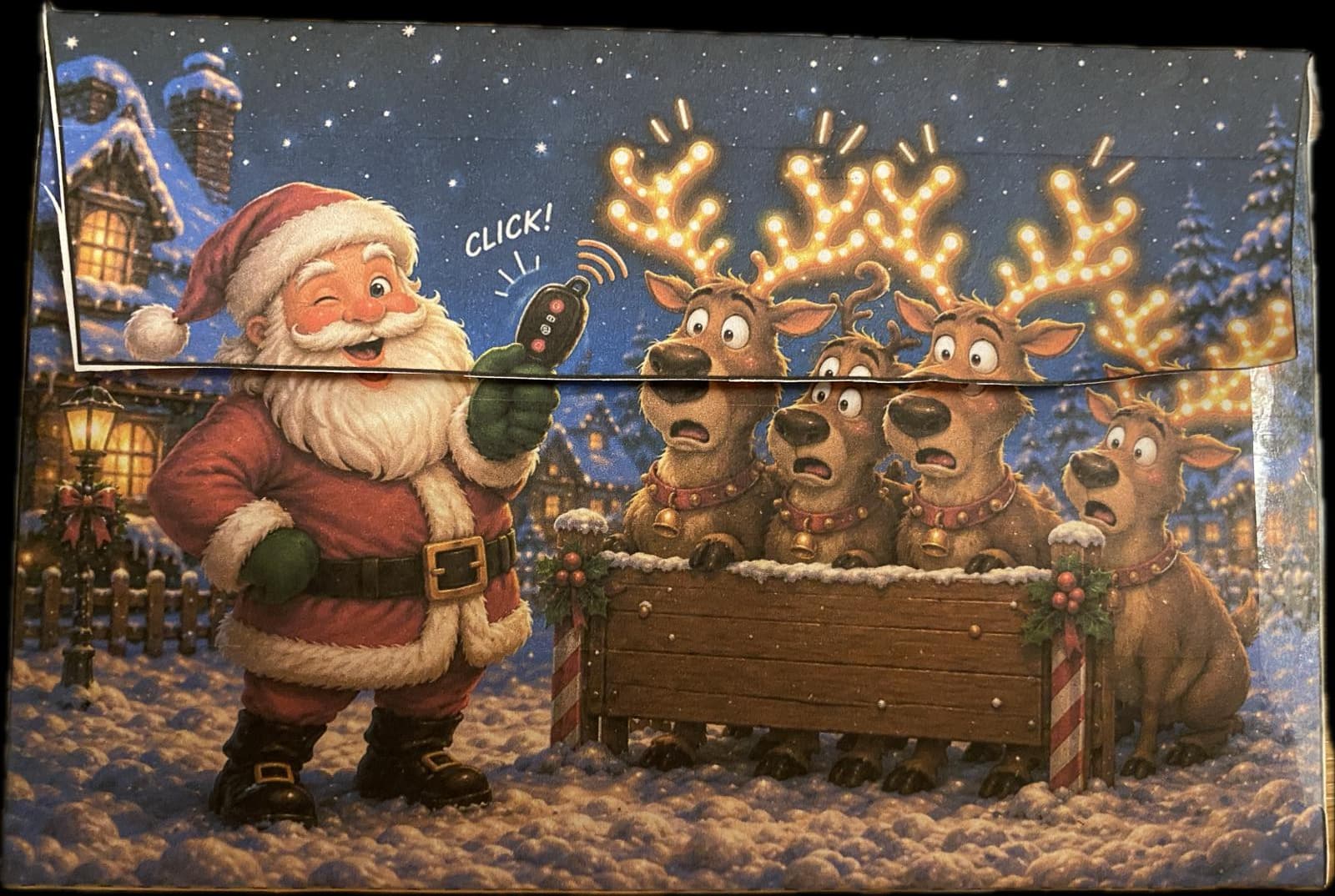Closed Santa and reindeer envelope